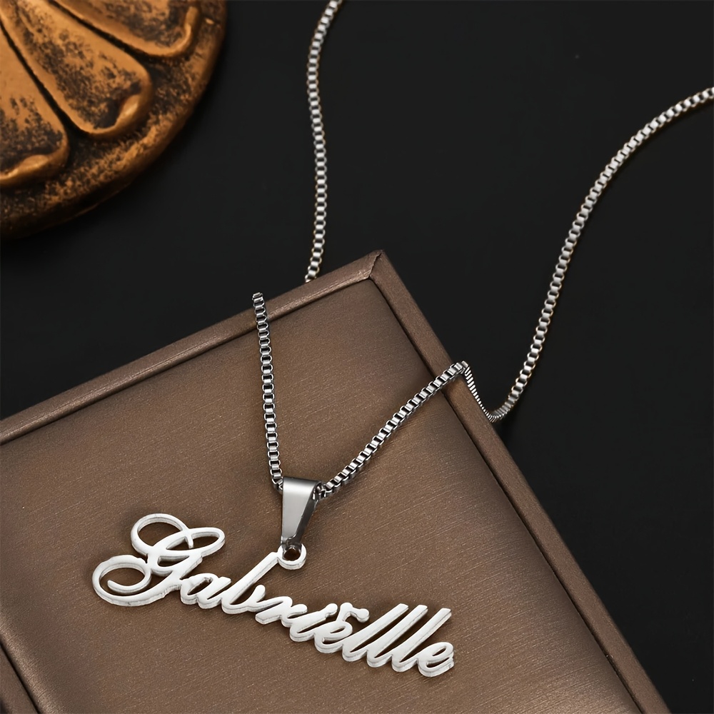 Custom Box Chain Name Necklace, 304 Stainless Steel Minimalist